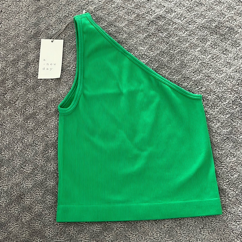Green one shoulder crop top
